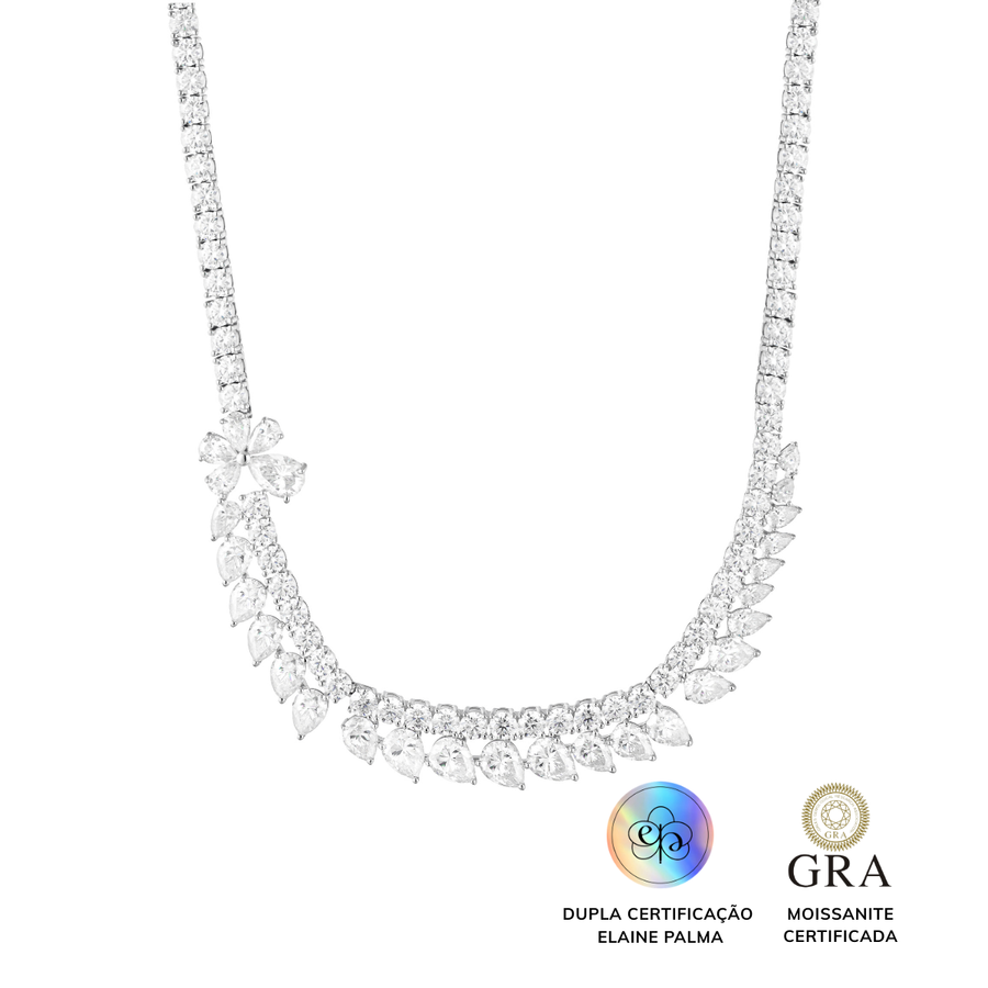 Colar Riviera Flor Glam Moissanite 5 ct