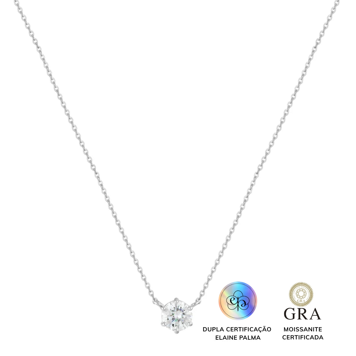 Colar Ponto Luz Glam Moissanite 6 garras 0.5 ct