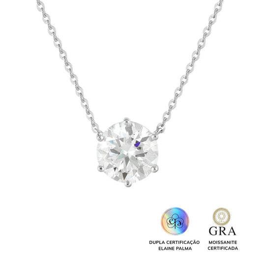 Colar Ponto de Luz Glam Moissanite  6 garras 2 ct