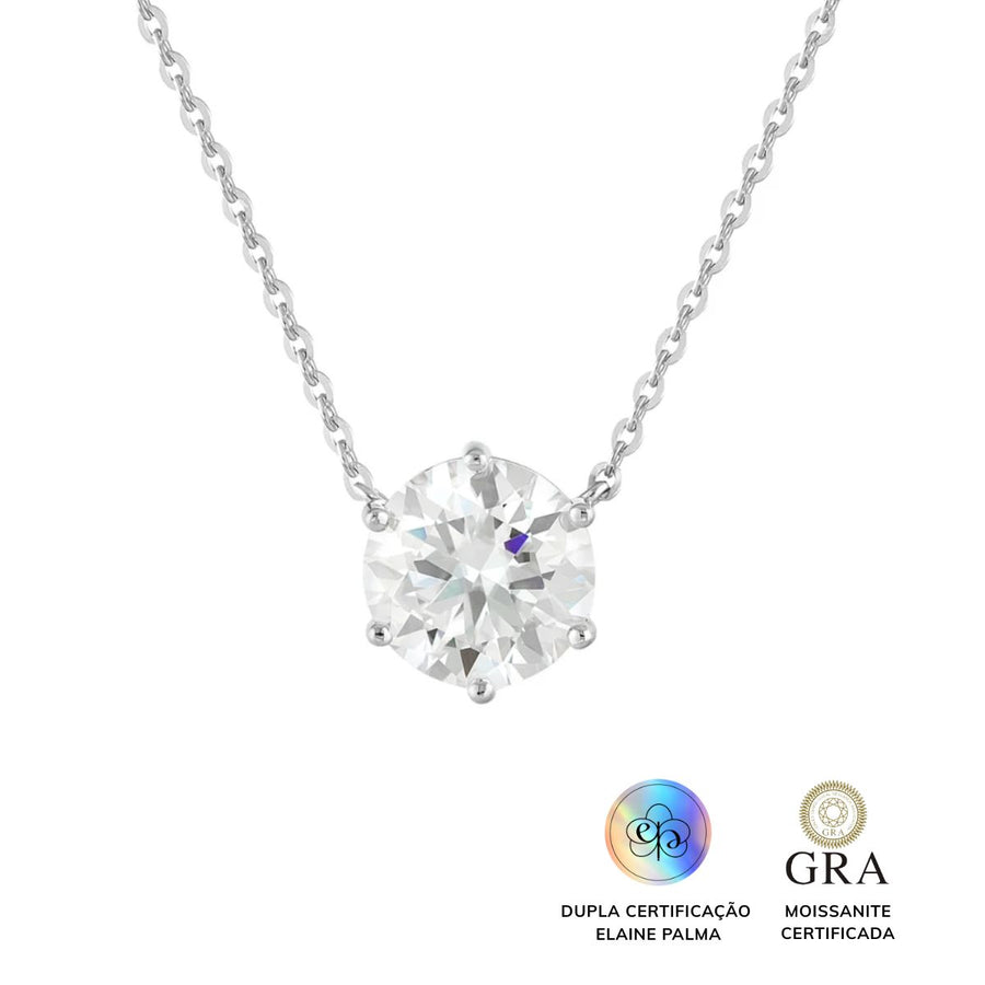 Colar Ponto de Luz Glam Moissanite 6 garras 3.5 ct