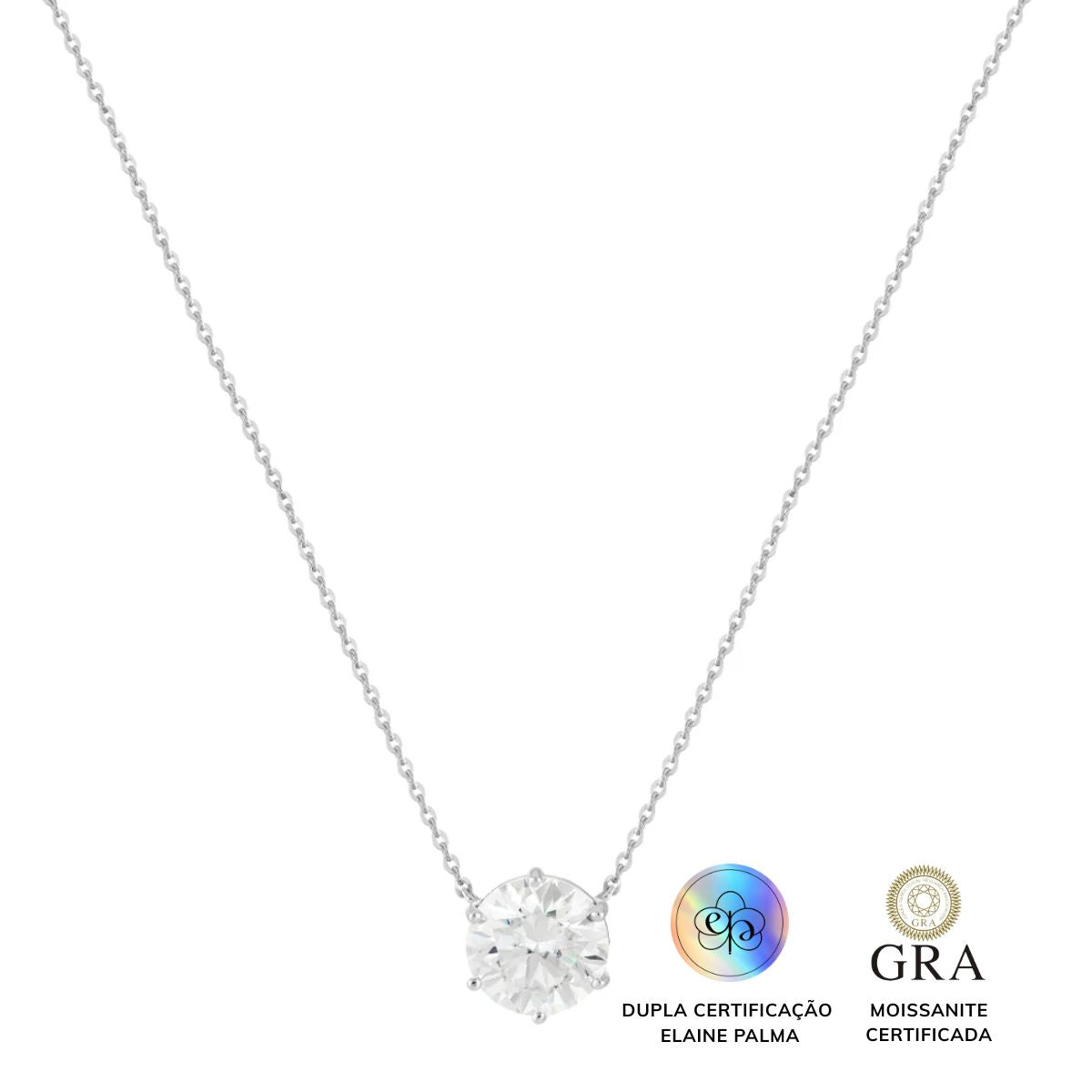 Colar Ponto de Luz Glam Moissanite 6 garras 5.0 ct