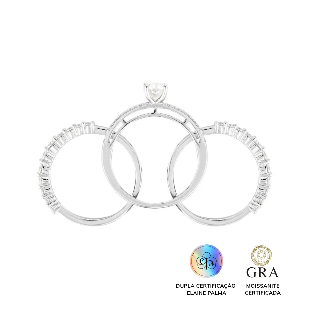 Anel Trio Glam Moissanite 1 ct