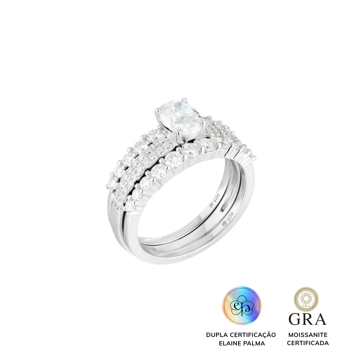 Anel Trio Glam Moissanite 1 ct