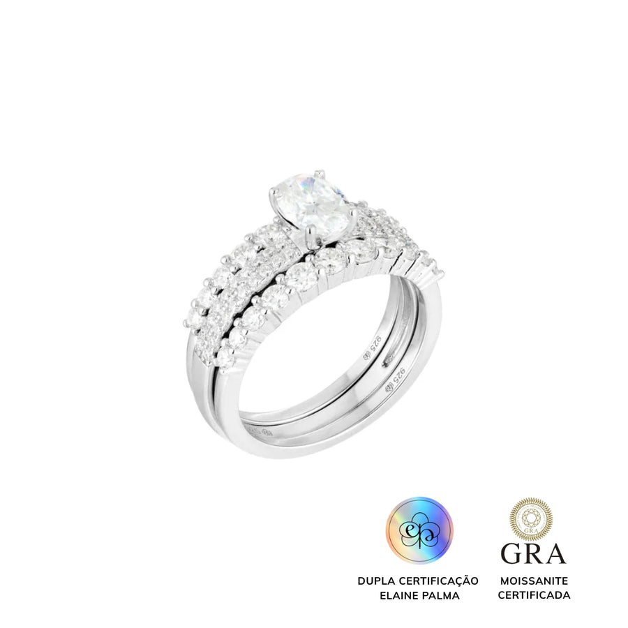 Anel Trio Glam Moissanite 1 ct