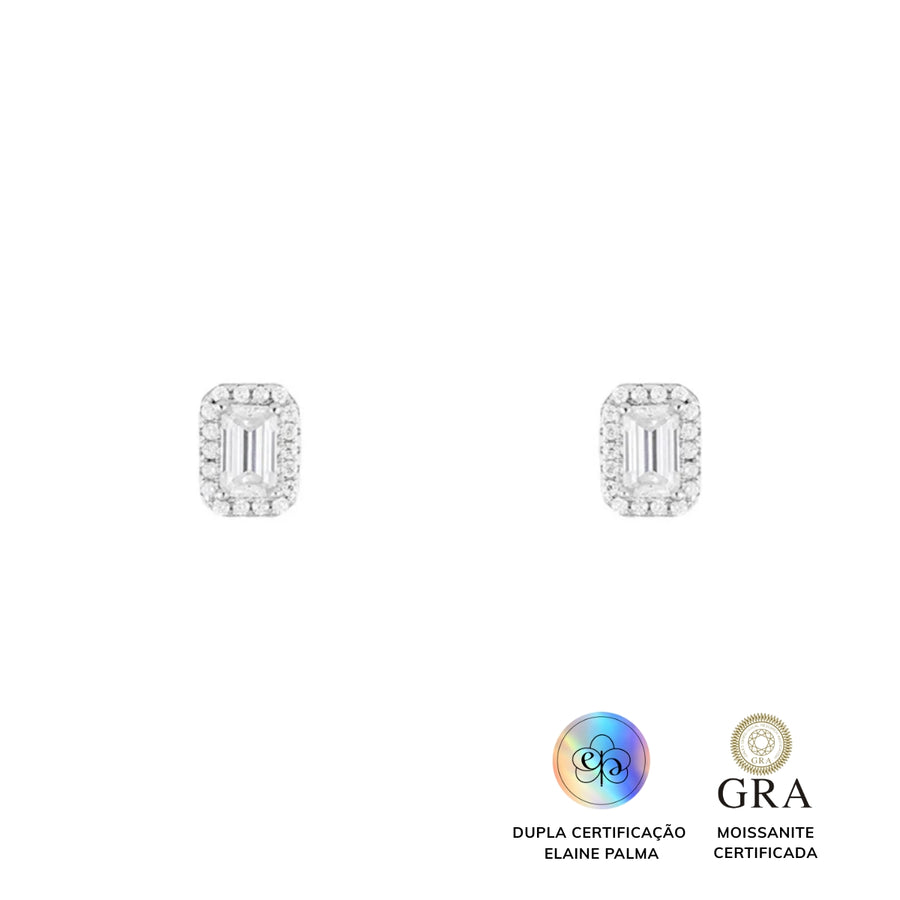 Brinco Retângulo Glam Moissanite