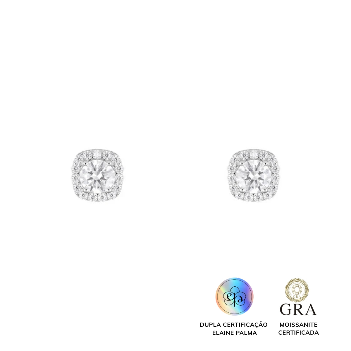 Brinco Square Glam Moissanite 1 ct