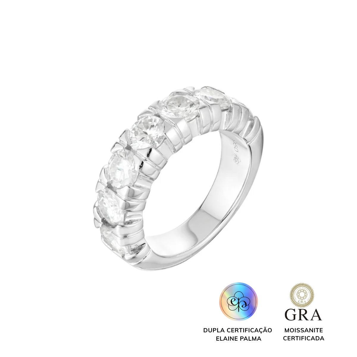 Anel Meia Aliança Russa Glam Moissanite 3.5 ct