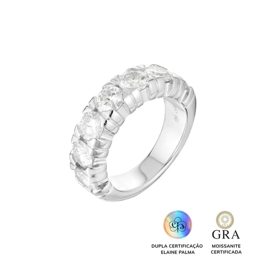 Anel Meia Aliança Russa Glam Moissanite 3.5 ct