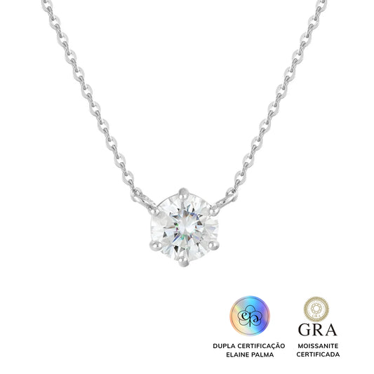 Colar Ponto Luz Glam Moissanite 6 garras 0.5 ct