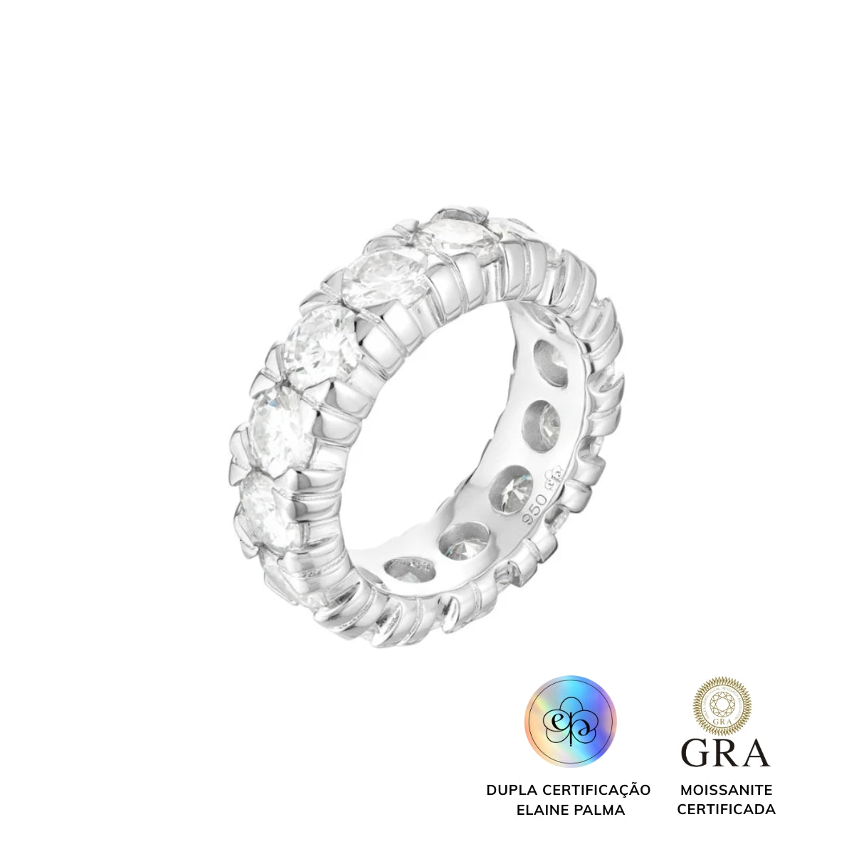 Aliança Russa Glam Moissanite 7 ct