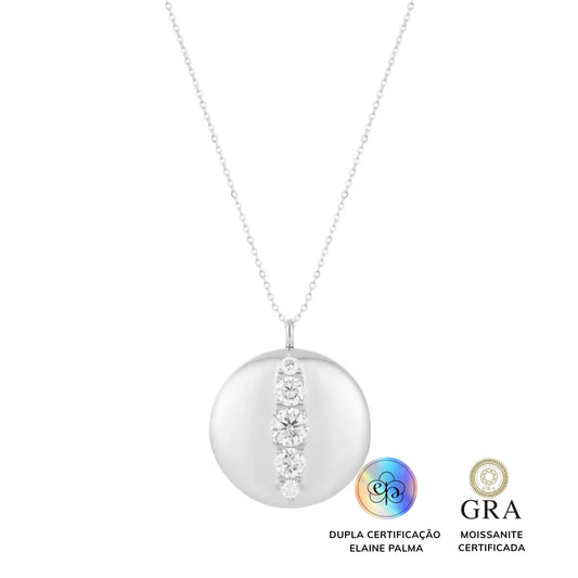 Colar Relicário Glam Moissanite Ródio