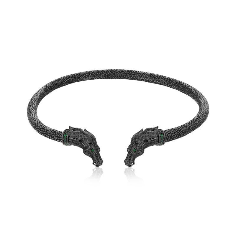 Colar Choker Galuchat Cheval Noir