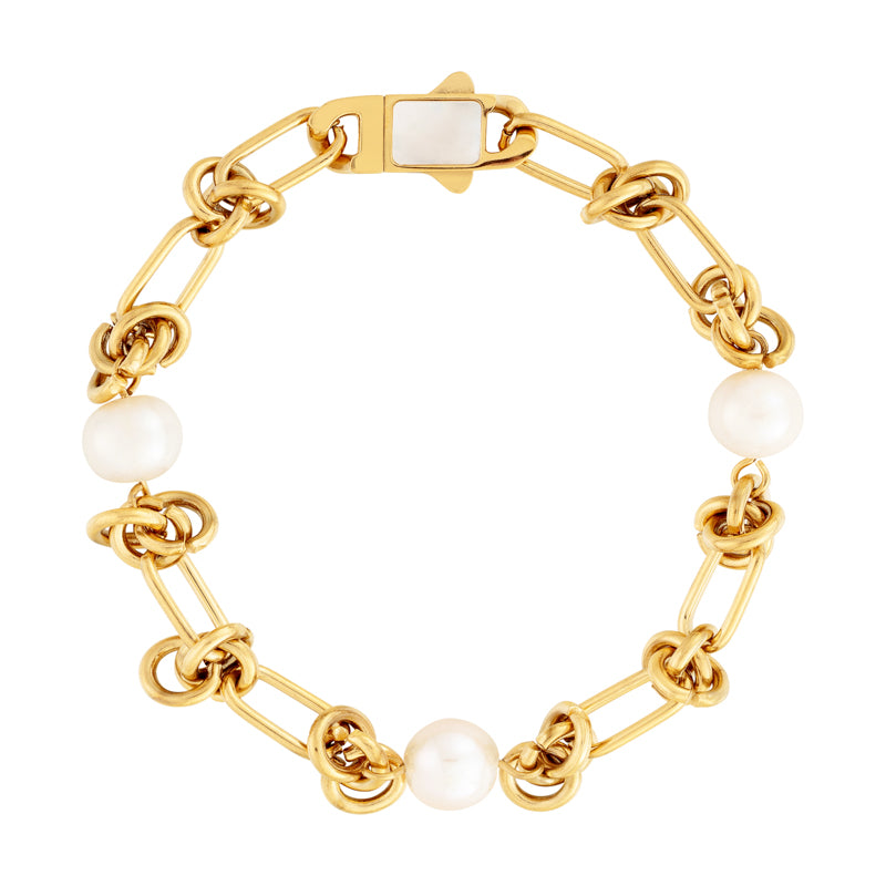Pulseira Elos Torcidos Perola Agua Doce