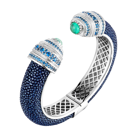 Bracelete Galuchat India Azul