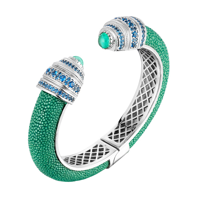 Bracelete Galuchat India Turquesa