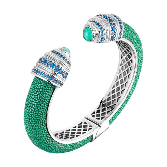 Bracelete Galuchat India Turquesa