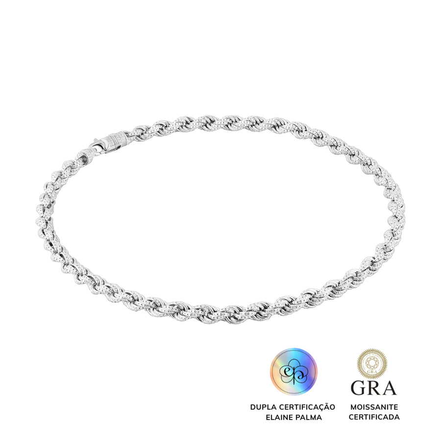 Colar Cordão Baiano Glam Moissanite 13,58 ct 45 cm