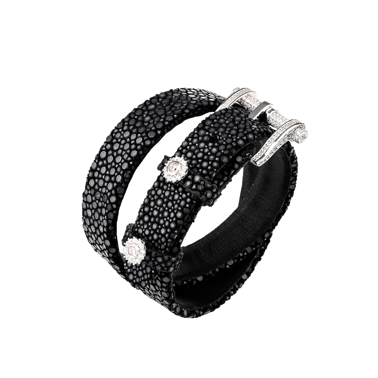 Colar Choker e Bracelete Galuchat Noir