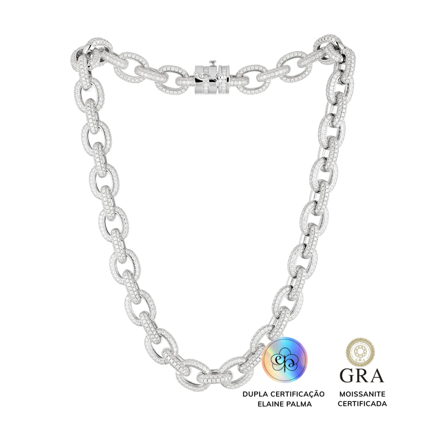 Colar Elos Cravejados Glam Moissanite 34.6 ct