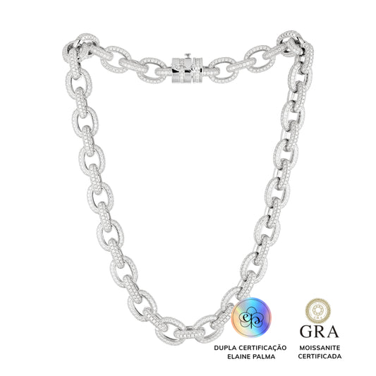 Colar Elos Cravejados Glam Moissanite 34.6 ct