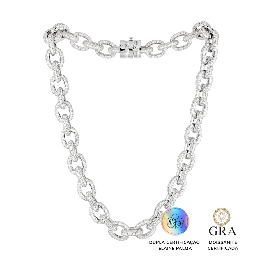 Colar Elos Cravejados Glam Moissanite 34.6 ct