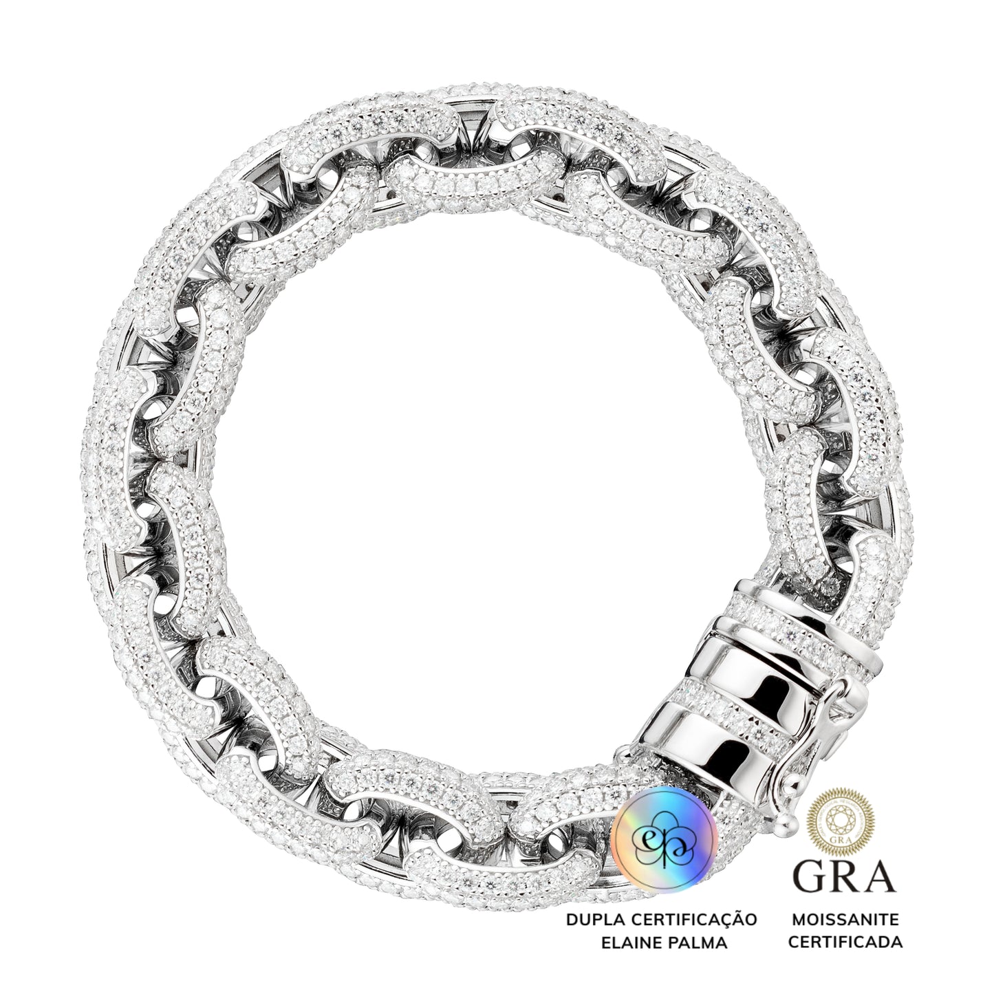 Pulseira Elos Cravejados Glam Moissanite 15.5 ct