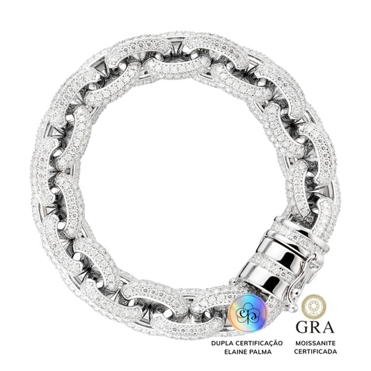 Pulseira Elos Cravejados Glam Moissanite 15.5 ct