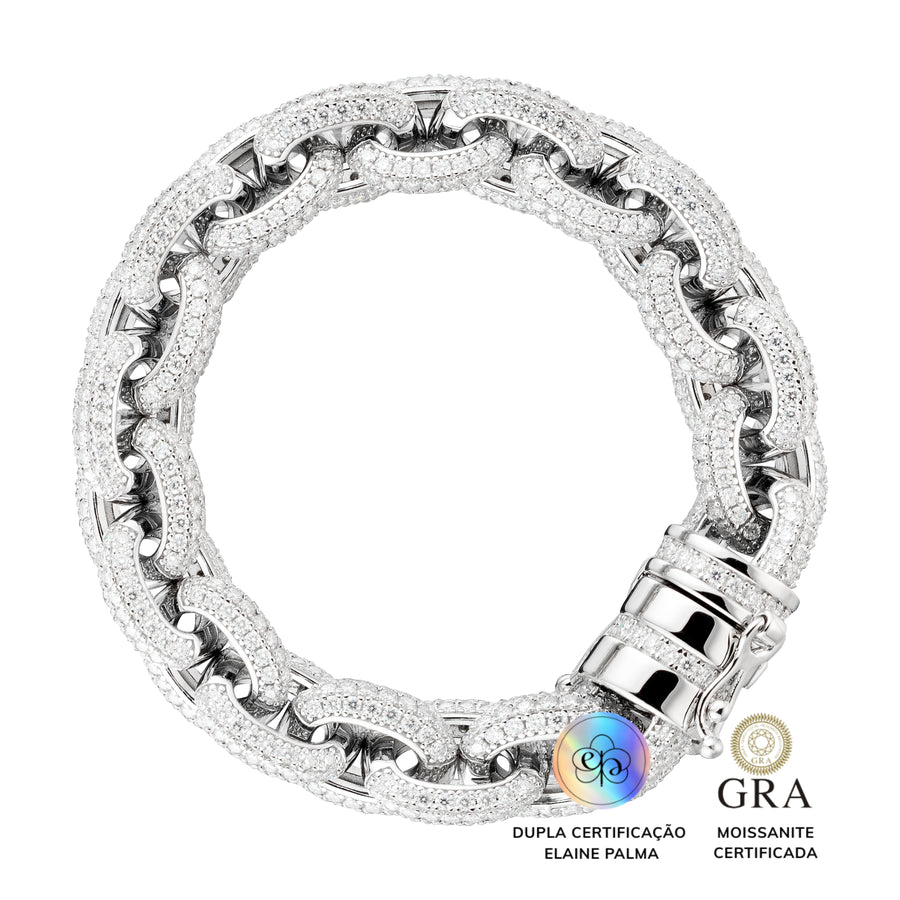 Pulseira Elos Cravejados Glam Moissanite 15.5 ct