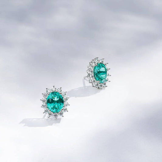 Brinco Oval Turmalina Paraíba Lab Grown