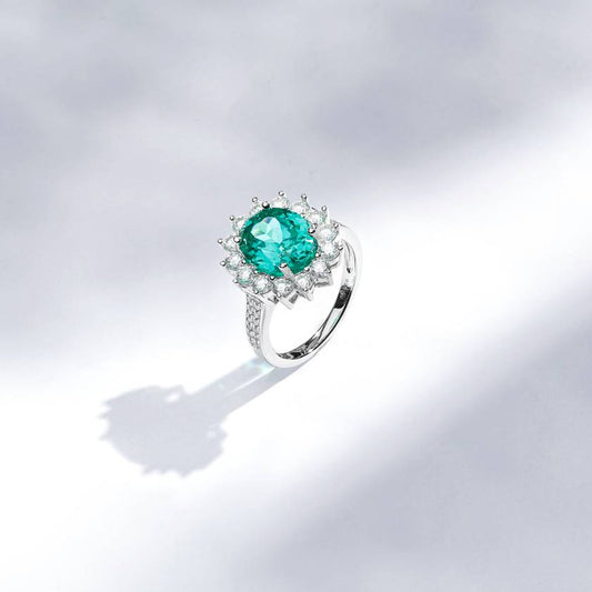 Anel Oval Turmalina Paraíba Lab Grown