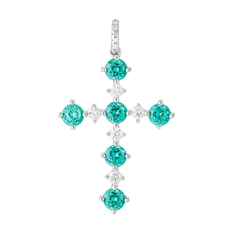 Pingente Cruz Turmalina Paraíba Lab Grown