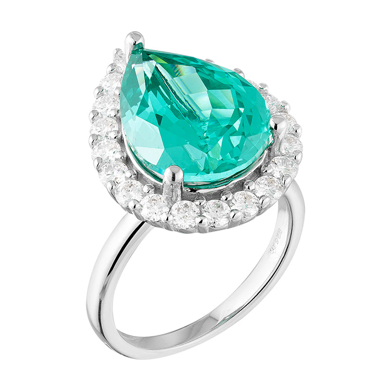 Anel Gota Cravejado Turmalina Paraíba Lab Grown