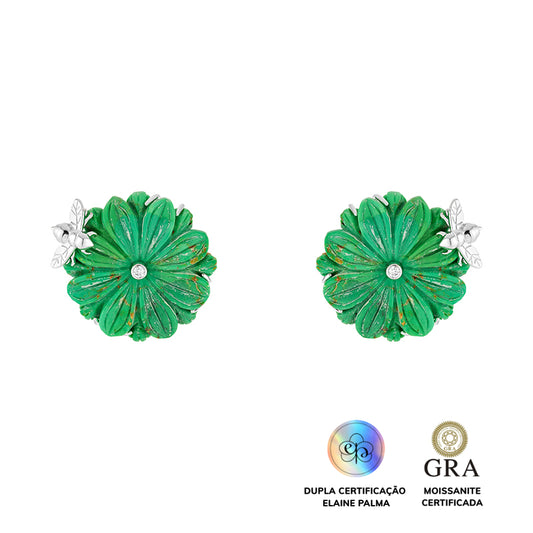 Brinco Flor Esmeralda Glam Moissanite 0.12 ct