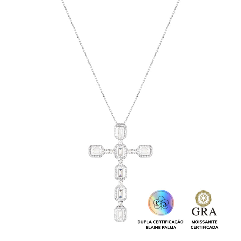 Colar Crucifixo Lux Glam Moissanite 8.7 ct