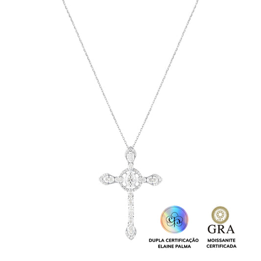 Colar Cruz Gênese Glam Moissanite 6.15 ct