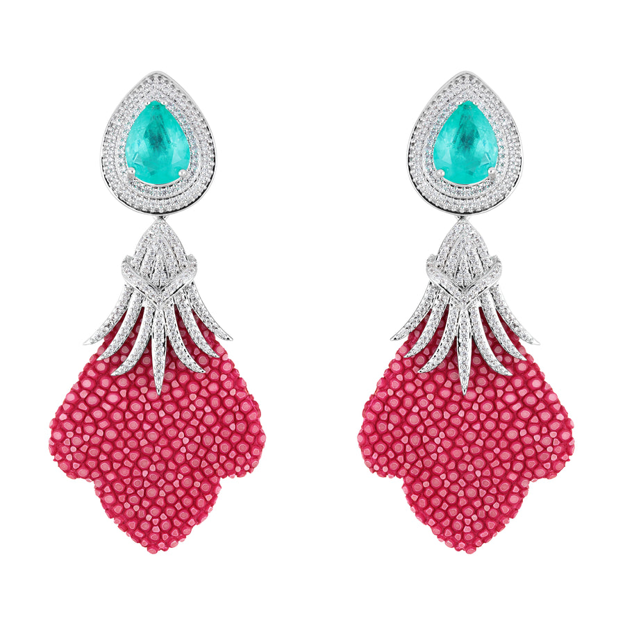 Brinco Galuchat Drop Pink