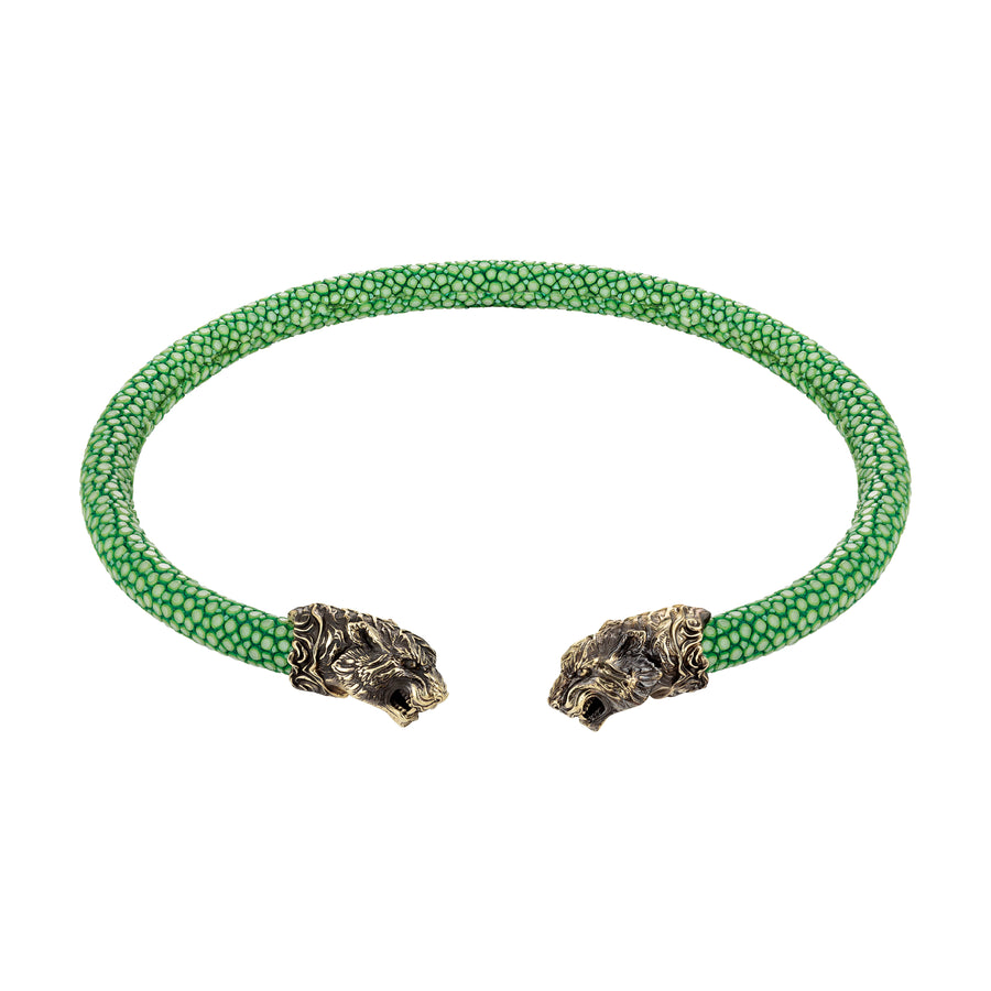 Colar Choker Galuchat Tiger Green