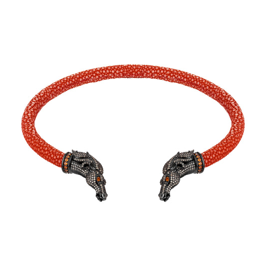 Colar Choker Galuchat Cheval Damasco