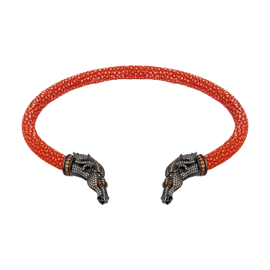 Colar Choker Galuchat Cheval Coral