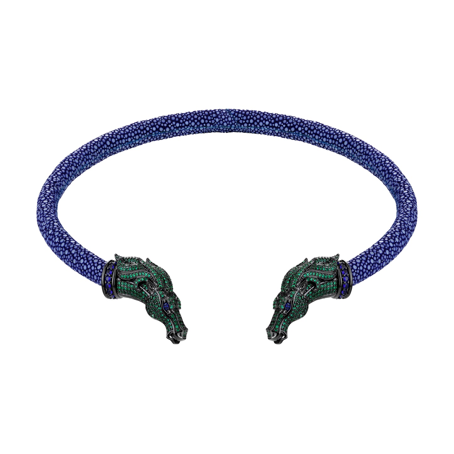 Colar Choker Galuchat Cheval Anil