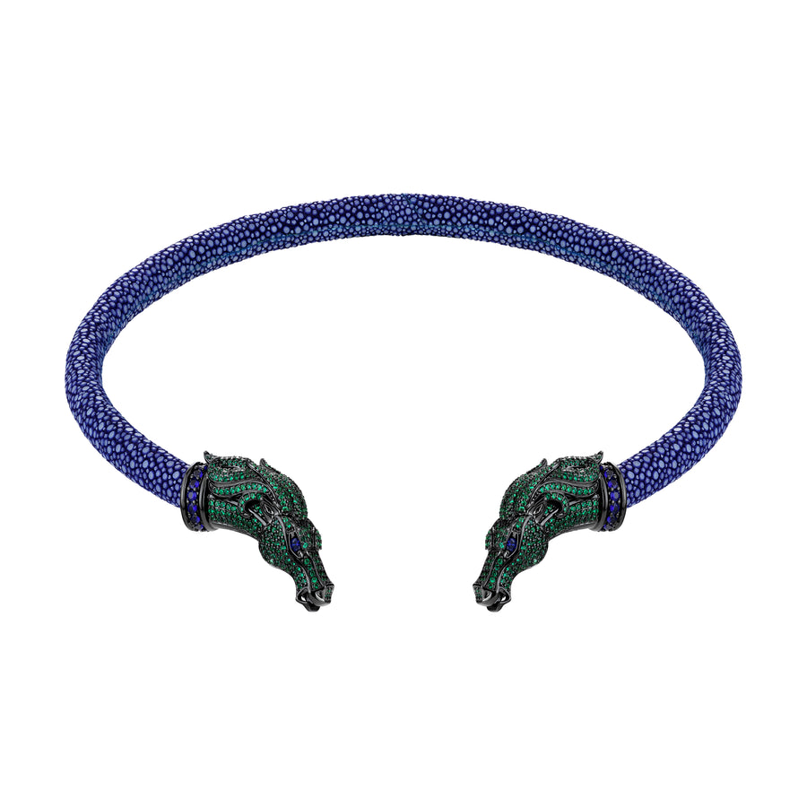 Colar Choker Galuchat Cheval Anil