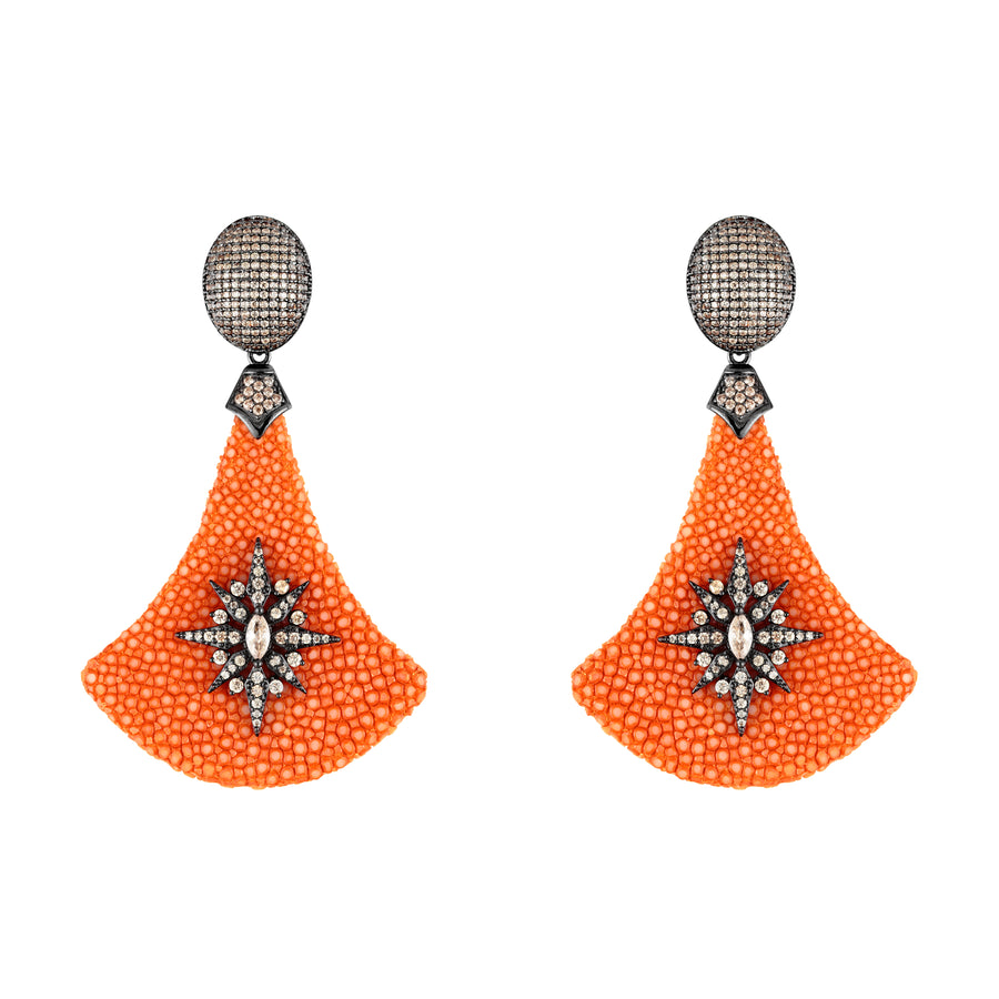 Brinco Galuchat Star Damasco