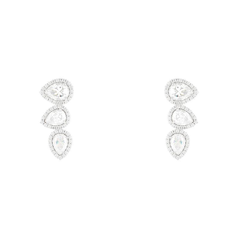 Brinco Earcuff Gotas Glam Moissanite