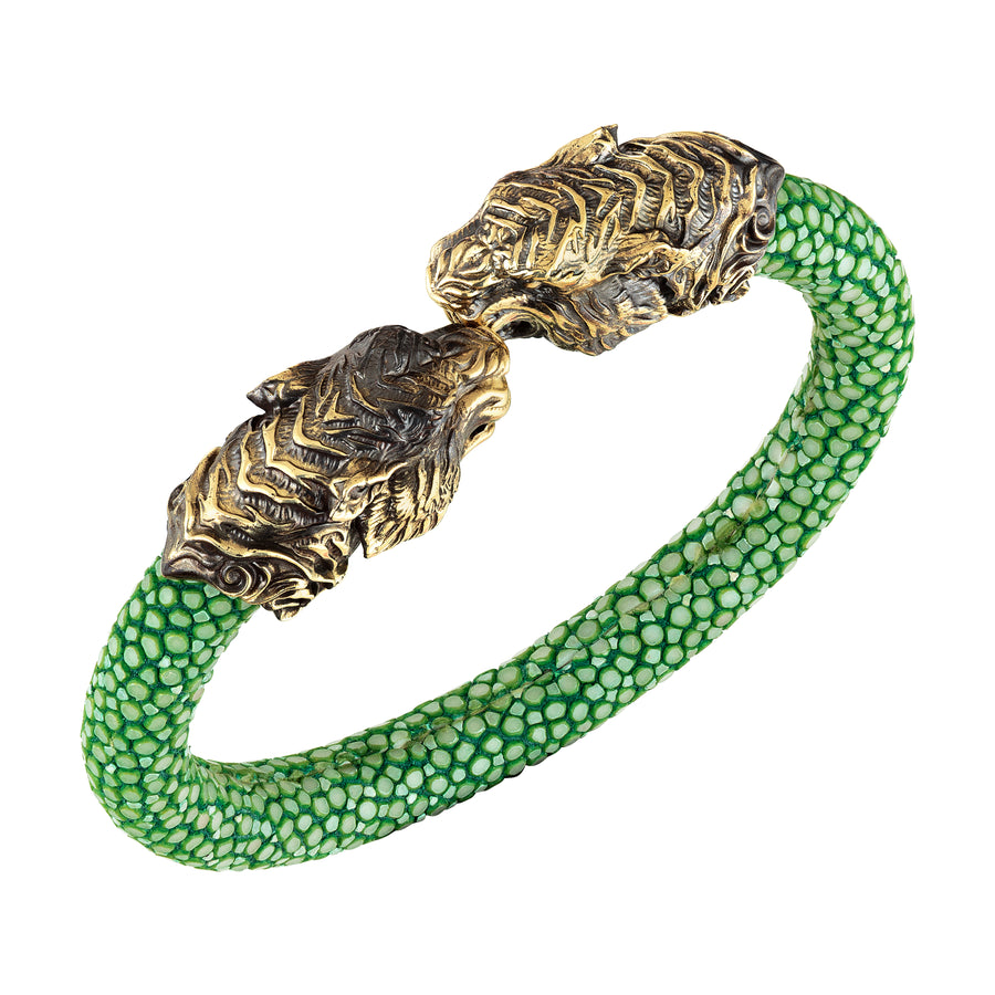 Bracelete Galuchat Tiger Green
