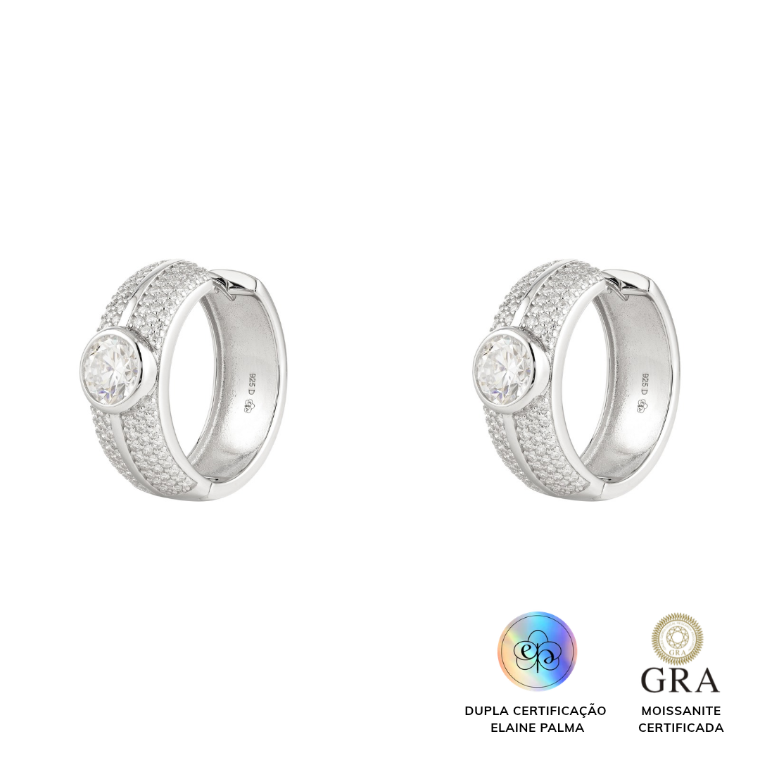 Brinco Argola Autêntica Glam Moissanite