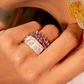 Anel Aliança Navete Maleável Ametista Glam Moissanite