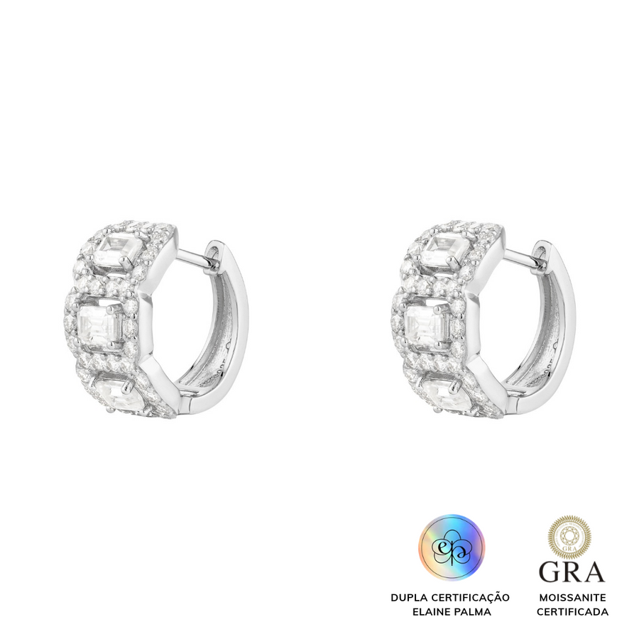 Argola Glam Cravejada Moissanite