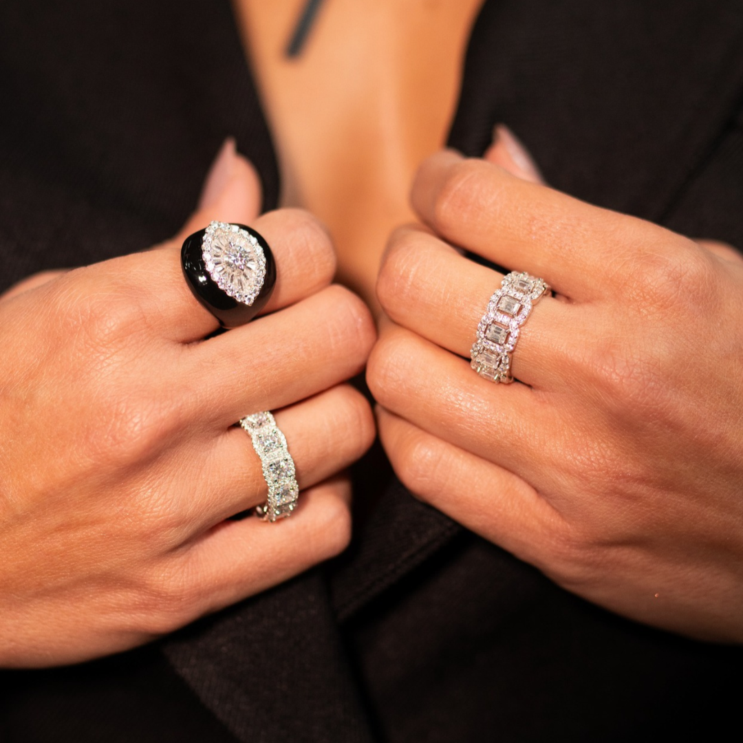 Anel Glam Cravejado Moissanite