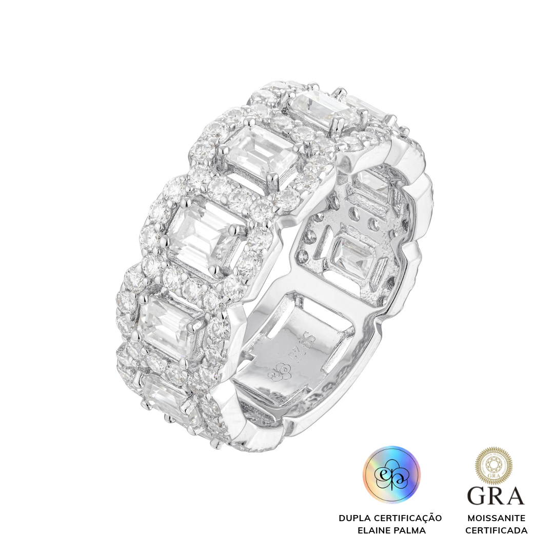 Anel Glam Cravejado Moissanite