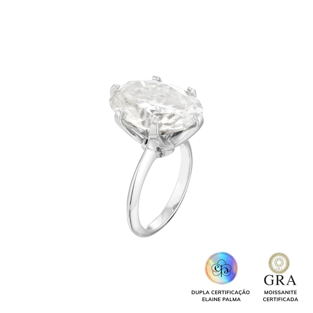 Anel Cocktail Oval Glam Moissanite 16 ct